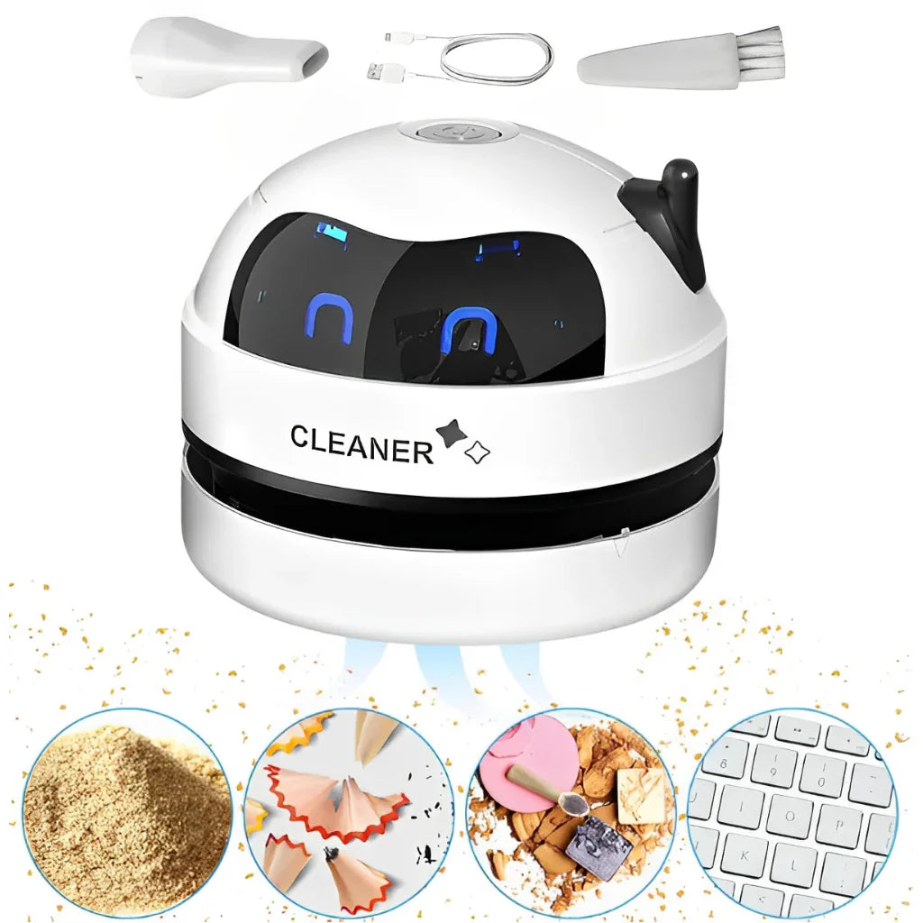 Mini Aspirador de Mesa, Limpeza Eficiente para Seu Teclado e Ambientes Compactos