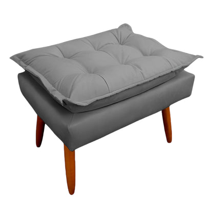 Puff Decorativo Opala para Quarto, Recepção e Penteadeira com Pés Palito e Acabamento em Suede
