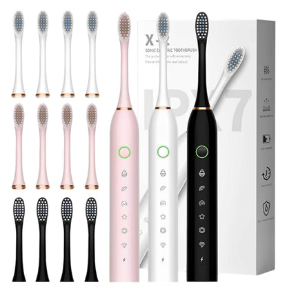 Escova de Dente Elétrica Ultrassônica, À Prova D'água e com Cabeça Substituível