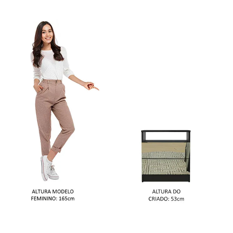 Mesa de Cabeceira com 2 Gavetas com Espelho