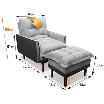 Poltrona Reclinável com Puff Catena, Cinza