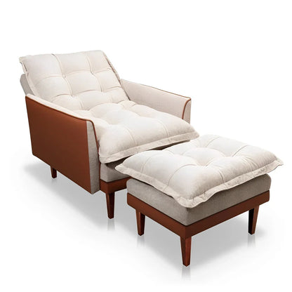 Poltrona Reclinável com Puff Catena, Caramelo e Bege