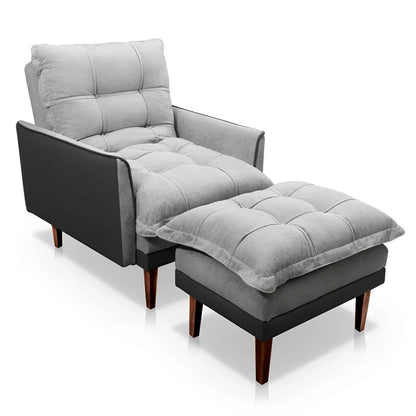 Poltrona Reclinável com Puff Catena, Cinza