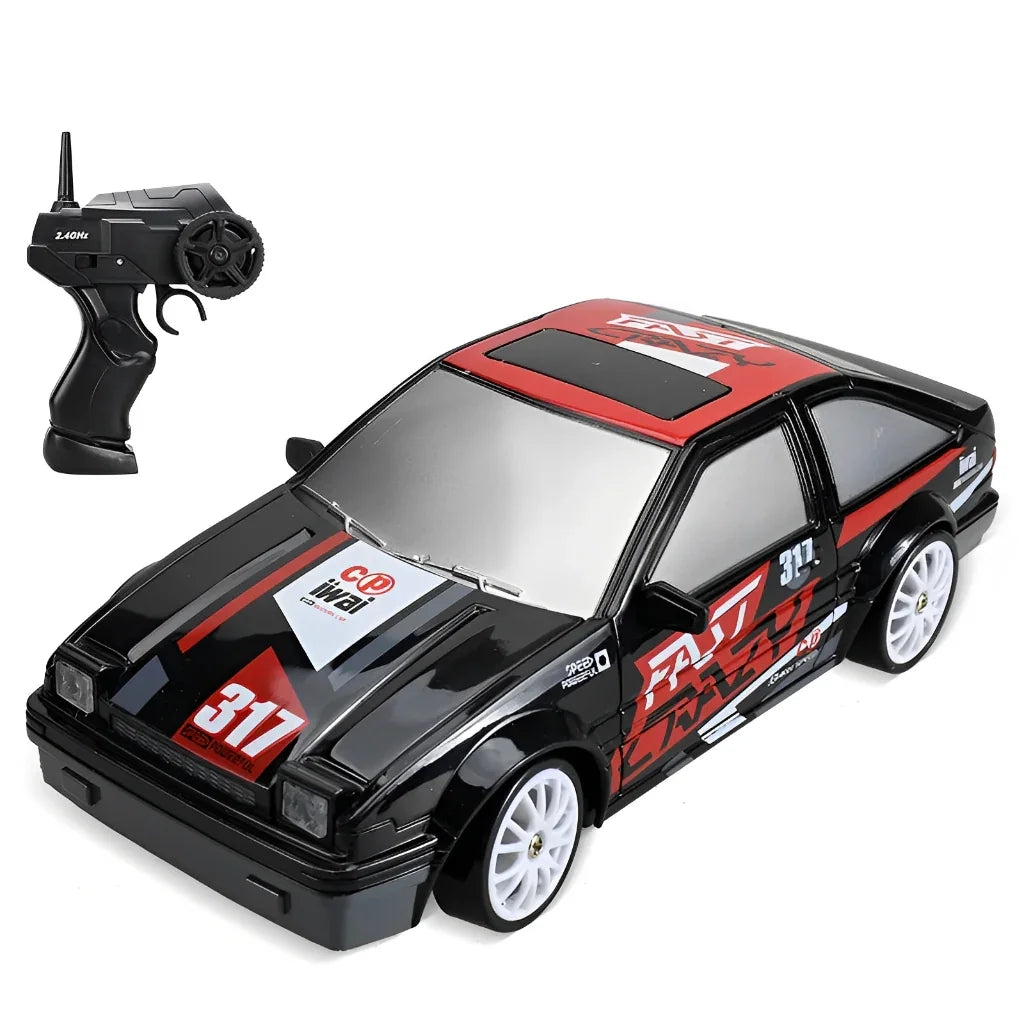 Carro de Corrida de Controle Remoto Mini AE86, 15 km/h, 2.4GHz, 30 Minutos de Duração