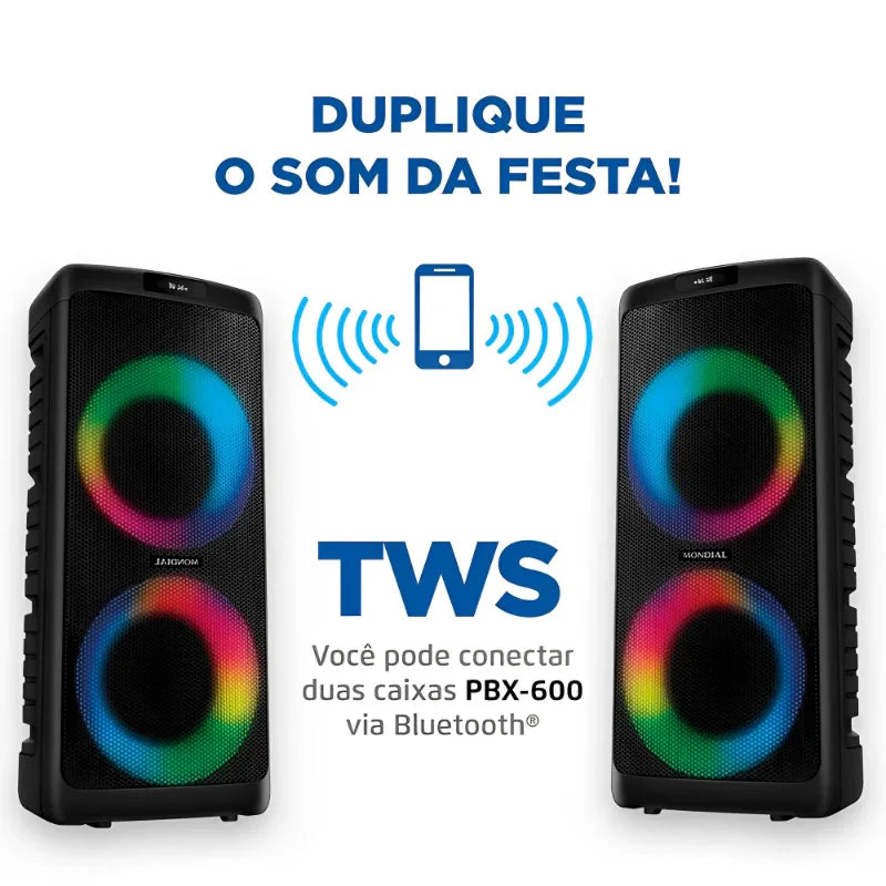 Caixa de Som Bluetooth Party Box Mondial Pbx-600 Bivolt