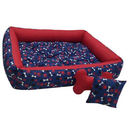 Cama Pet para Cachorro de Porte Médio 80x60cm com Tapete e Brinquedo
