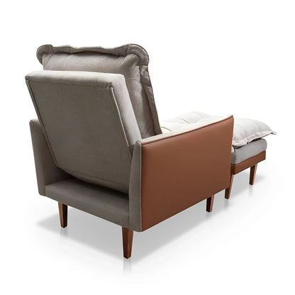 Poltrona Reclinável com Puff Catena, Caramelo e Bege