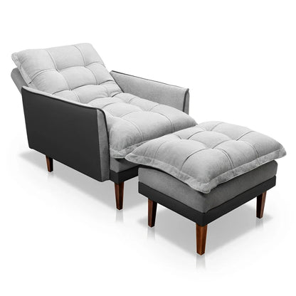 Poltrona Reclinável com Puff Catena, Cinza