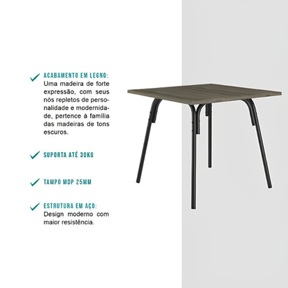 Conjunto de Sala de Jantar Carraro Galway com Mesa e 4 Cadeiras