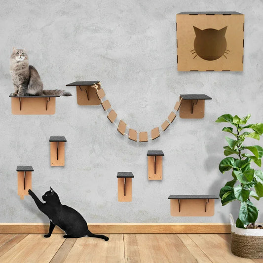 Playground de Parede para Gatos com 8 Peças