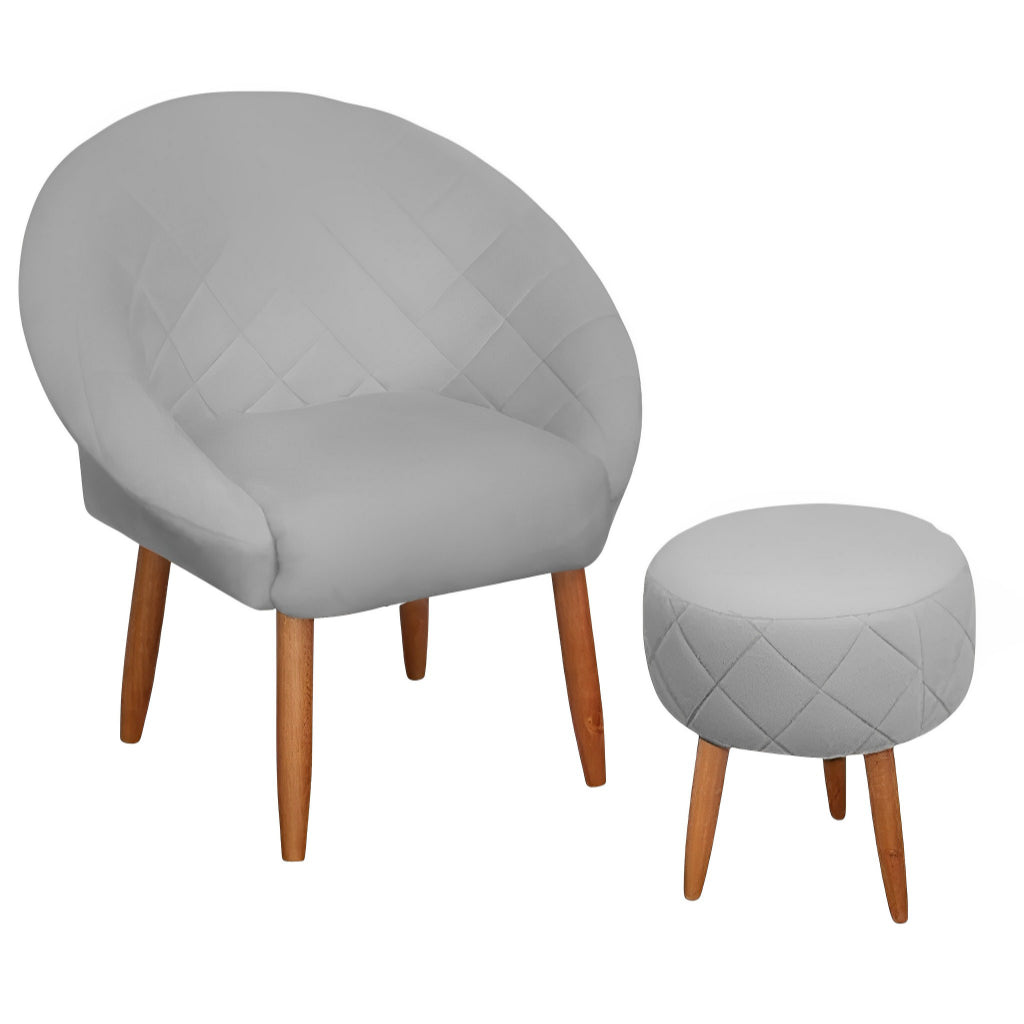 Poltrona Decorativa com Puff Ibiza, Cadeira Estofada Resistente para Escritório, Manicure e Recepção