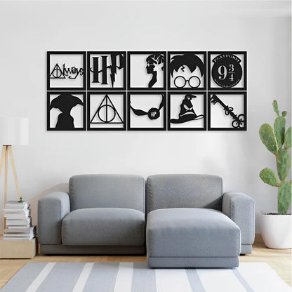 Kit Quadros Decorativos Vazados Harry Potter