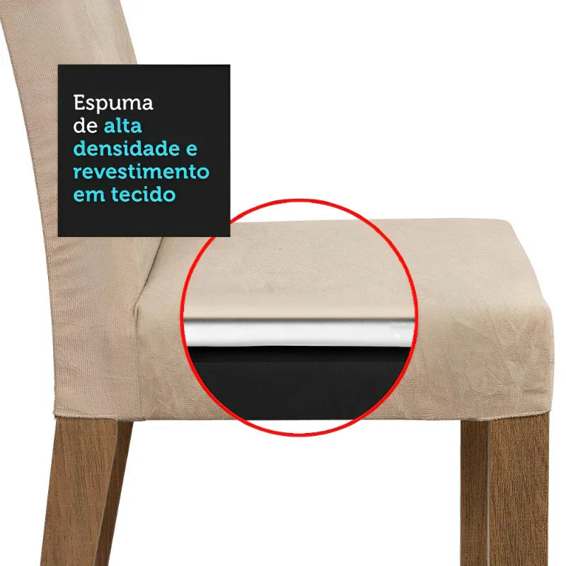 Conjunto Sala de Jantar, Mesa Tampo de Vidro Redondo com 4 Cadeiras