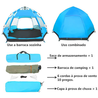 Barraca de Camping para 5-8 Pessoas, Grande e Arejada, 270 x 270 x 150cm