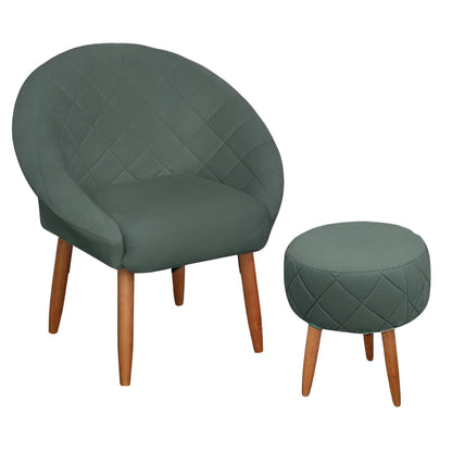 Poltrona Decorativa com Puff Ibiza, Cadeira Estofada Resistente para Escritório, Manicure e Recepção