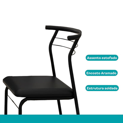 Conjunto Sala de Jantar Santana Preto Mesa e 6 Cadeiras Carraro