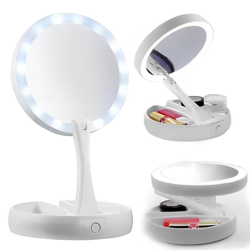 Espelho para Maquiagem com Led Dobrável