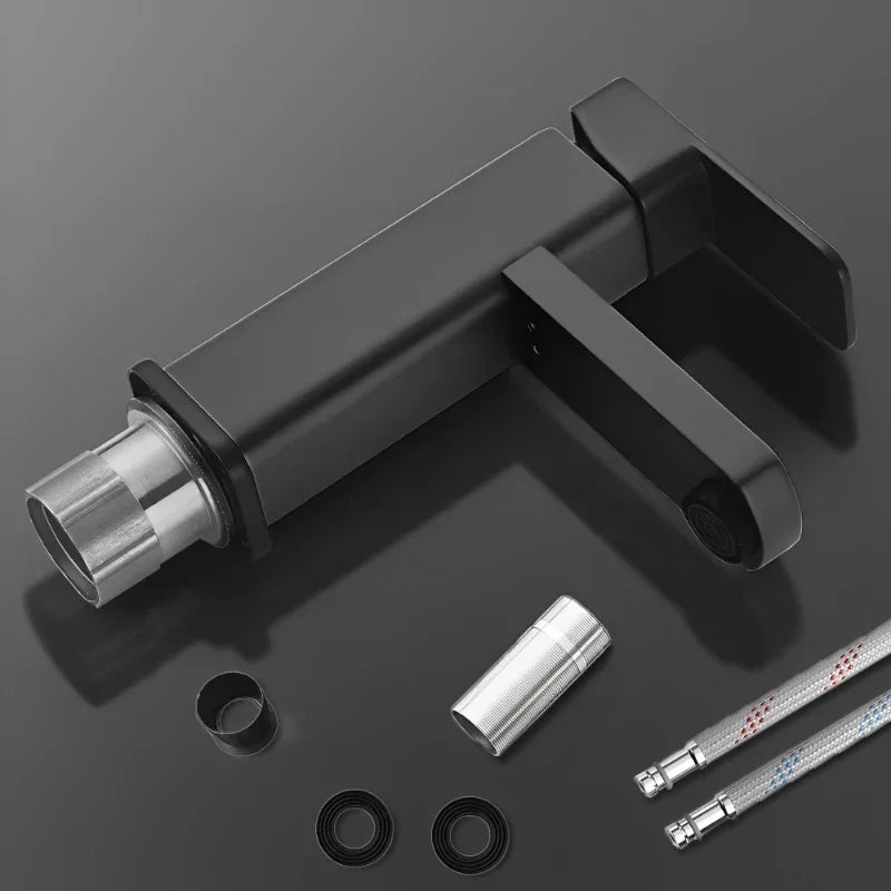 Torneira de Banheiro em Inox com Mangueira de Água Quente e Água Fria 60cm