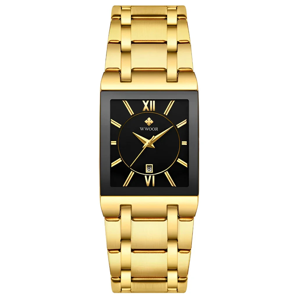 Relógio de Quartzo WWOOR 8858, Aço Inoxidável, À Prova D'água