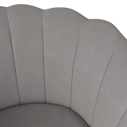 Poltrona Decorativa Petala Pés Palito Veludo Cinza Claro