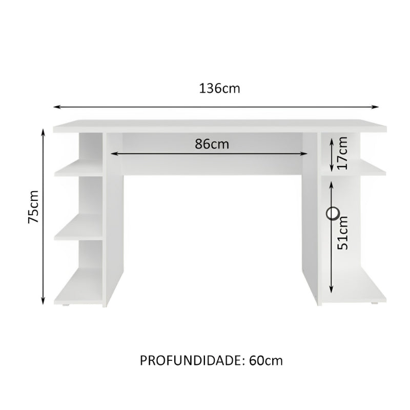 Escrivaninha Branca para Computador Gamer