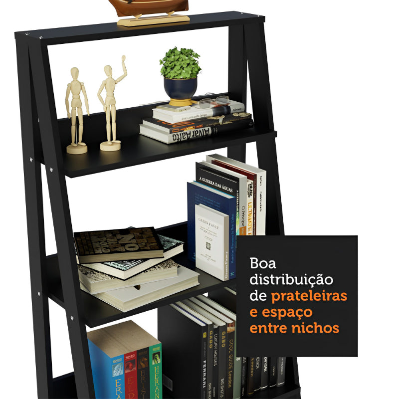 Estante Escada para Livros com 4 Prateleiras