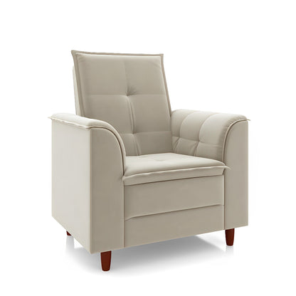 Poltrona de Amamentação com Puff em Suede Bege