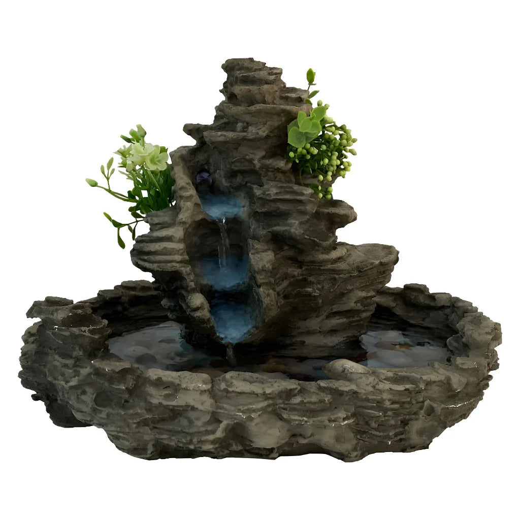 Fonte de Água Cascata em Resina Decorativa com Bomba