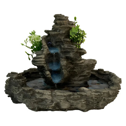 Fonte de Água Cascata em Resina Decorativa com Bomba