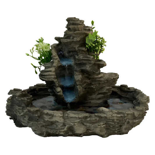 Fonte de Água Cascata em Resina Decorativa com Bomba