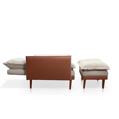 Poltrona Reclinável com Puff Catena, Caramelo e Bege