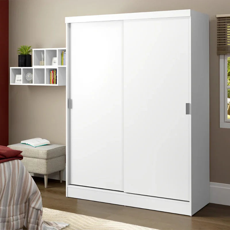 Guarda-Roupa Solteiro com 2 Portas de Correr de Madeira