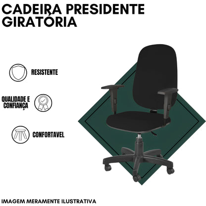 Cadeira de Escritório Presidente Giratória com Braços