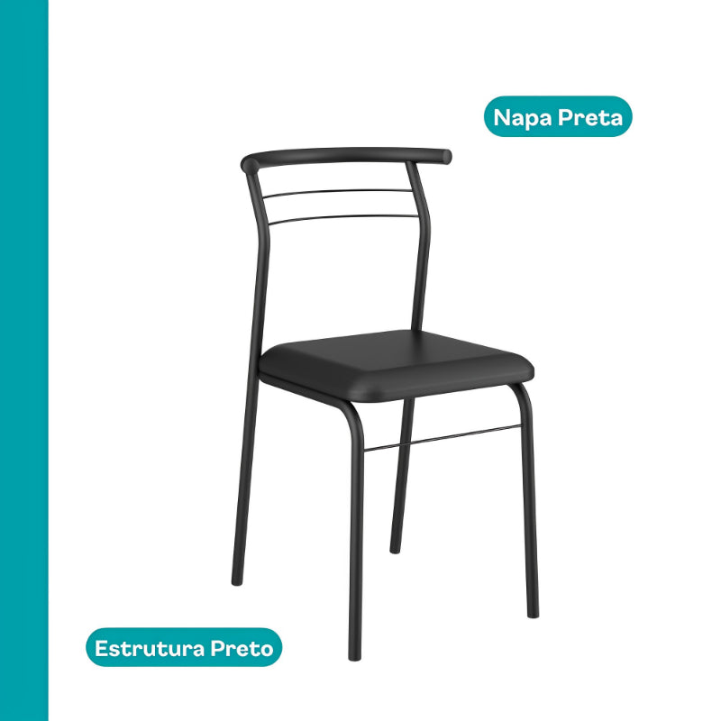 Conjunto Sala de Jantar Santana Preto Mesa e 6 Cadeiras Carraro