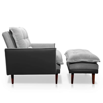 Poltrona Reclinável com Puff Catena, Cinza