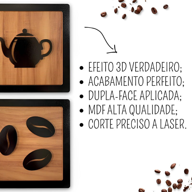 Kit 4 Quadros Cantinho do Café