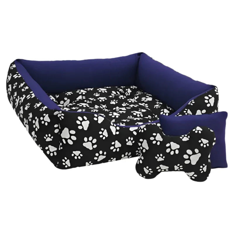 Cama Pet para Cachorro de Porte Médio 80x60cm com Tapete e Brinquedo