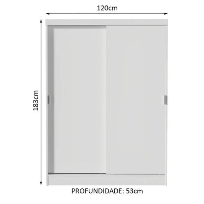 Guarda-Roupa Solteiro com 2 Portas de Correr de Madeira