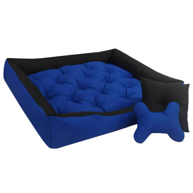 Cama Pet para Cachorro de Porte Médio 80x60cm com Tapete e Brinquedo