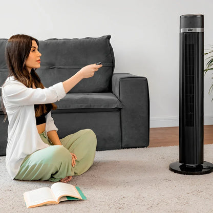 Ventilador de Torre Oscilante Vertical, Silencioso, com Controle Remoto e 4 Ajustes de Velocidade 220V
