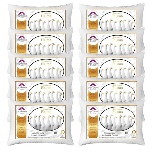 Kit 10 Travesseiro Pluma de Ganso Sintética 70x50cm