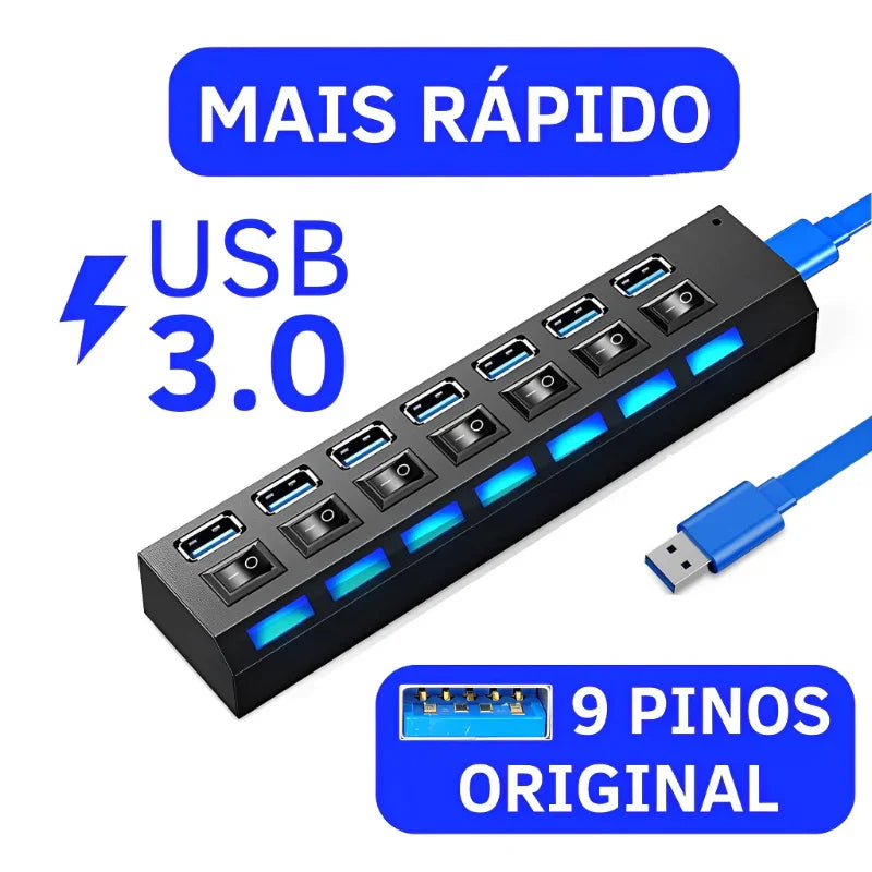 Extensão Hub USB 3.0 com 7 Portas