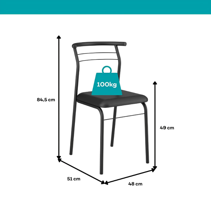 Conjunto Sala de Jantar Santana Preto Mesa e 6 Cadeiras Carraro