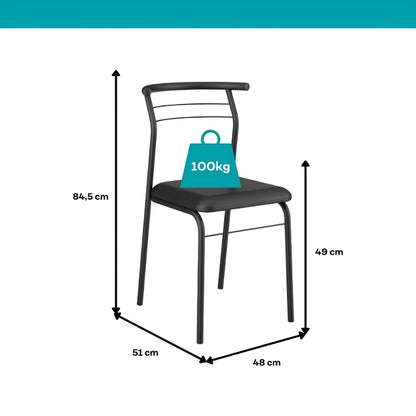 Conjunto Sala de Jantar Santana Preto Mesa e 6 Cadeiras Carraro