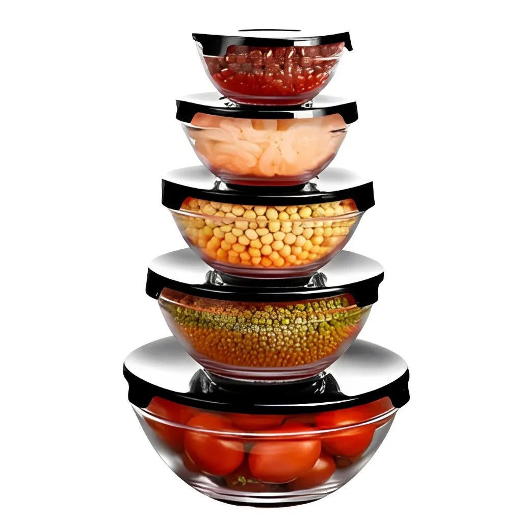 Conjunto 5 Potes de Vidro Temperado