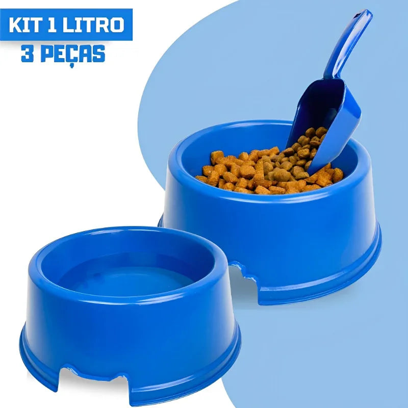 Kit Comedouro e Bebedouro Grande para Cachorro 1 Litro