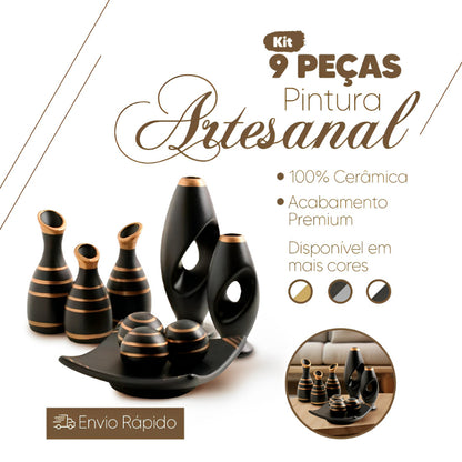 Jogo de Cerâmica Completo com 9 Peças para Centro de Mesa