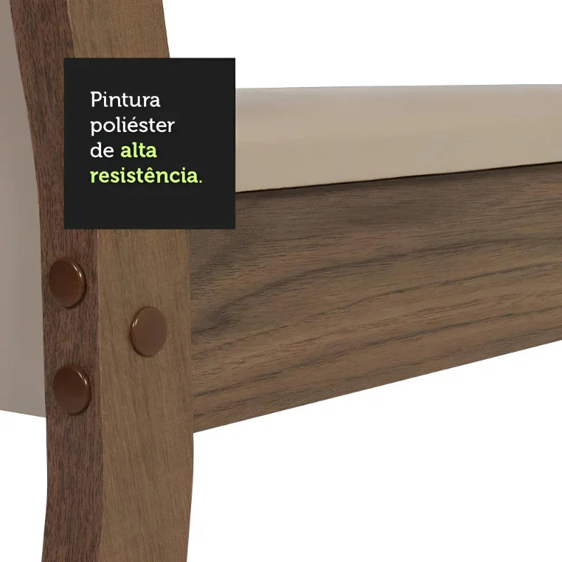 Conjunto Sala de Jantar, Mesa Tampo de Madeira com 2 Cadeiras