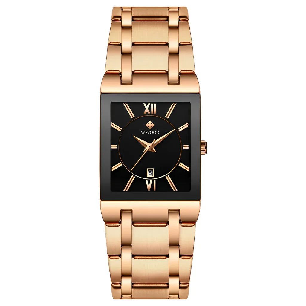 Relógio de Quartzo WWOOR 8858, Aço Inoxidável, À Prova D'água