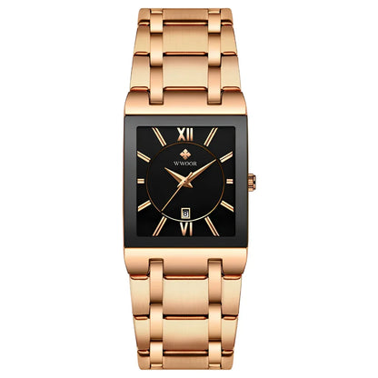 Relógio de Quartzo WWOOR 8858, Aço Inoxidável, À Prova D'água